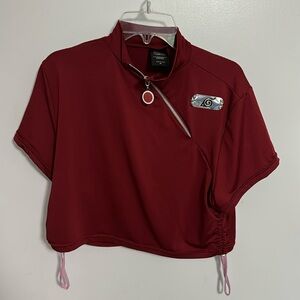 Naruto cosplay top red with zipper